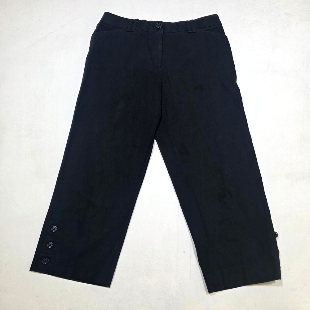 Counterparts Cropped Pants Womens 10 Black Button Hem Career Business Casual